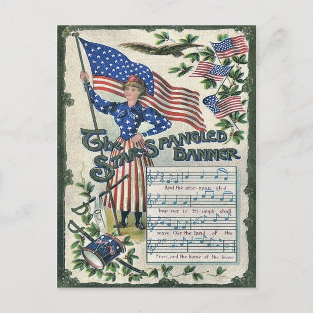 Carte Postale Lady Liberty Drapeau Américain Bannière étoilée (Devant)