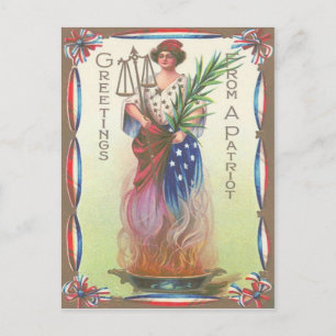 Carte Postale Lady Liberty Eternal Flame Scales of Justice