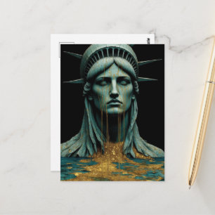 Carte Postale Lady Liberty pleure des larmes d'or en fondant