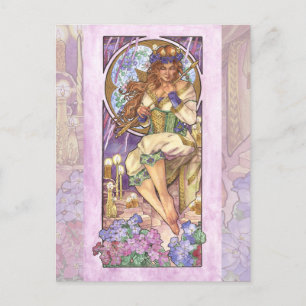 Carte Postale Lady of February Art Nouveau Birthstone Series