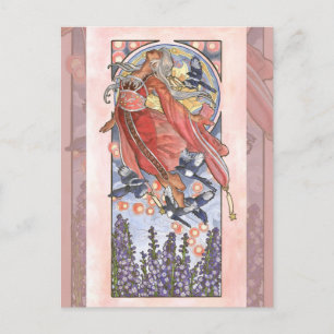 Carte Postale Lady of July Art Nouveau Birthstone Series