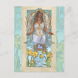Carte Postale Lady of March Art Nouveau Birthstone Series