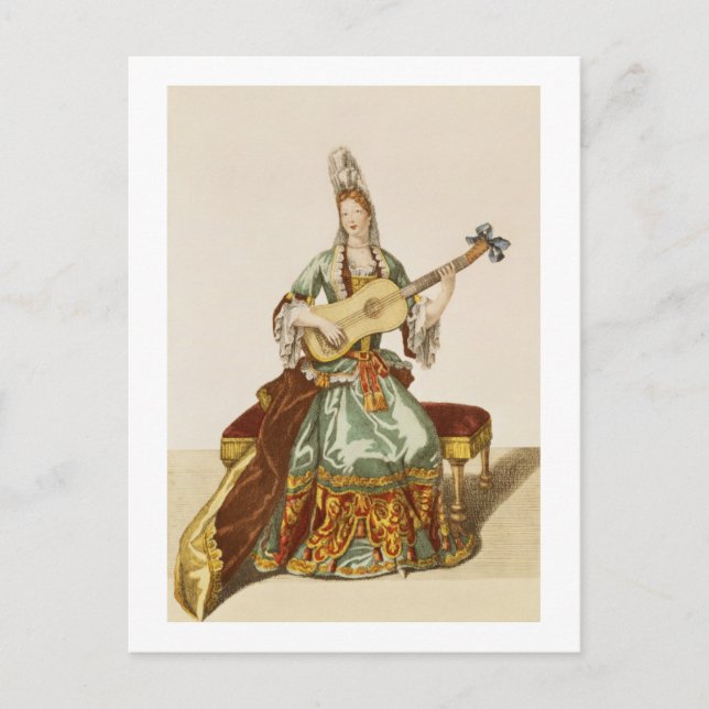 Carte Postale Lady of Quality Jouant de la Guitare, assiette de  (Devant)