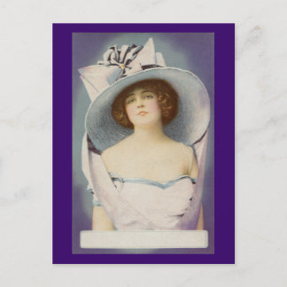 Carte Postale Lady Portant un grand Casquette avec la bow
