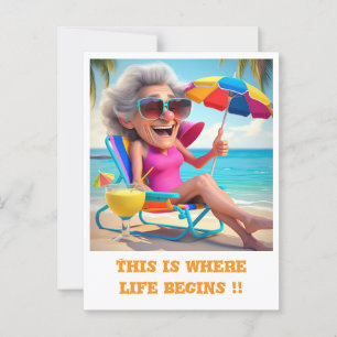 CARTE POSTALE " LADY RETIRED AT THE BEACH "