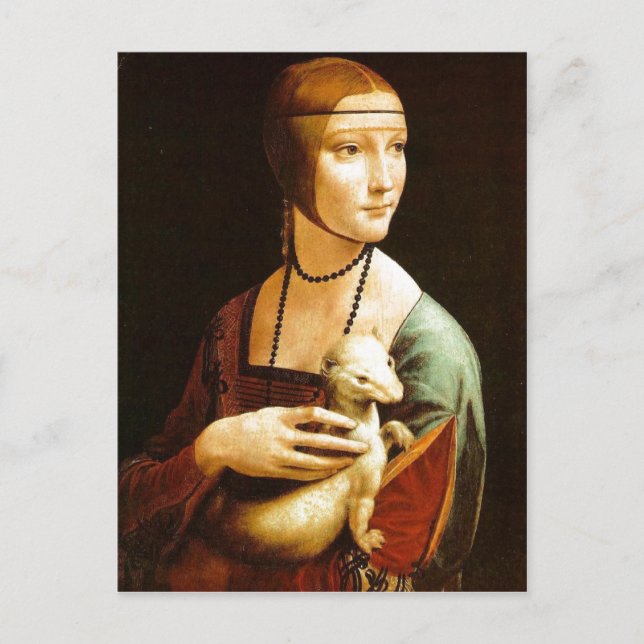Carte Postale Lady with an Ermine de Léonard de Vinci, 1483, o (Devant)