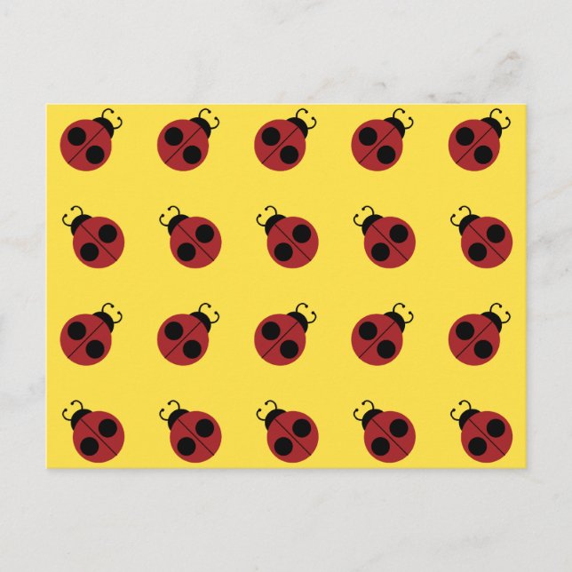 Carte Postale Ladybug 60s rétro cool rouge jaune (Devant)