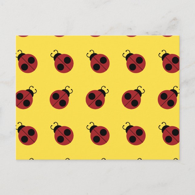 Carte Postale Ladybug 60s rétro cool rouge jaune (Devant)