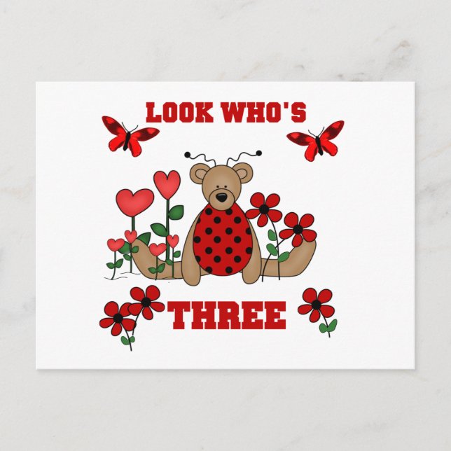 Carte Postale Ladybug Bear 3e maillots d'anniversaire (Devant)