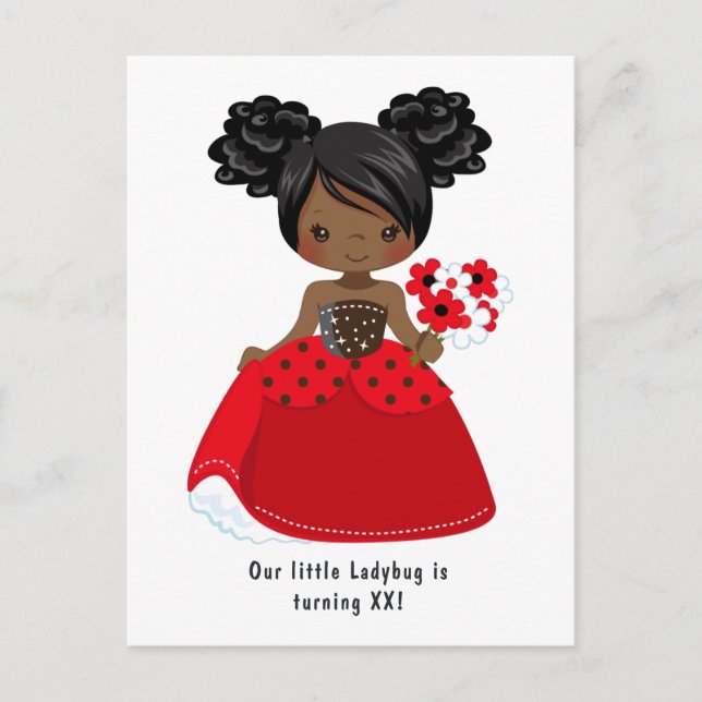 Carte Postale Ladybug Black Princess Fairy Tale Anniversaire (Devant)