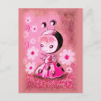 Carte Postale Ladybug dans une robe