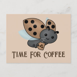 Carte postale Ladybug pour la boisson au café