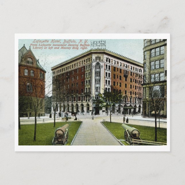 Carte Postale Lafayette Hotel, Buffalo, NY 1909 Vintage (Devant)