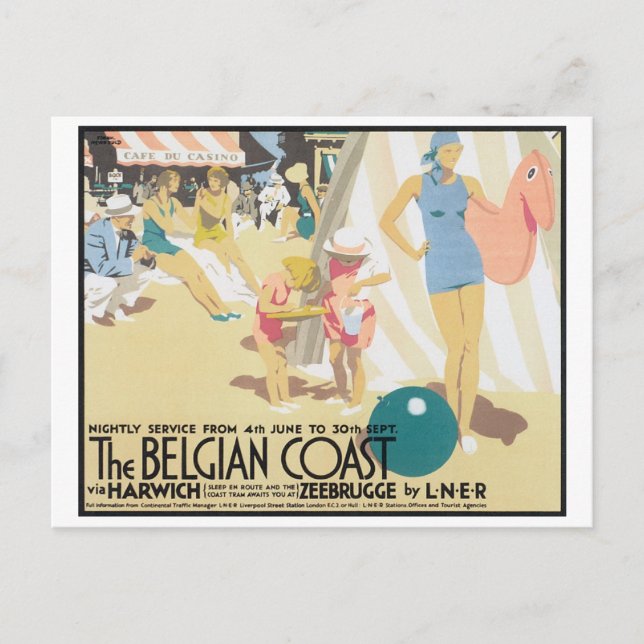 Carte Postale L'affiche de voyage de la côte belge (Devant)