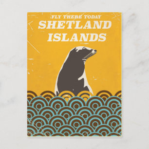 Carte Postale L'affiche de voyage vintage des îles Shetland