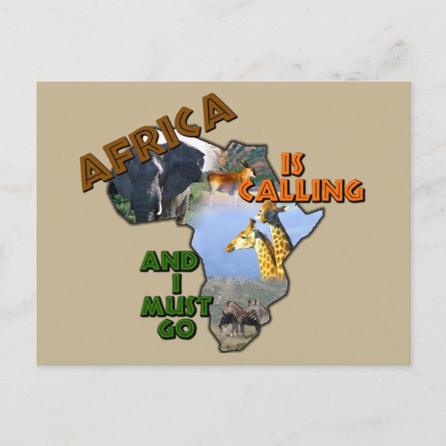 Carte Postale L'Afrique appelle le collage de la faune (Devant)