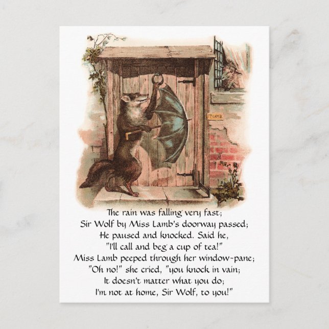 Carte Postale L'agneau ne laissera pas entrer Wolf (Devant)