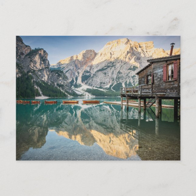 Carte Postale Lago di Braies dans les Dolomites en Italie (Devant)