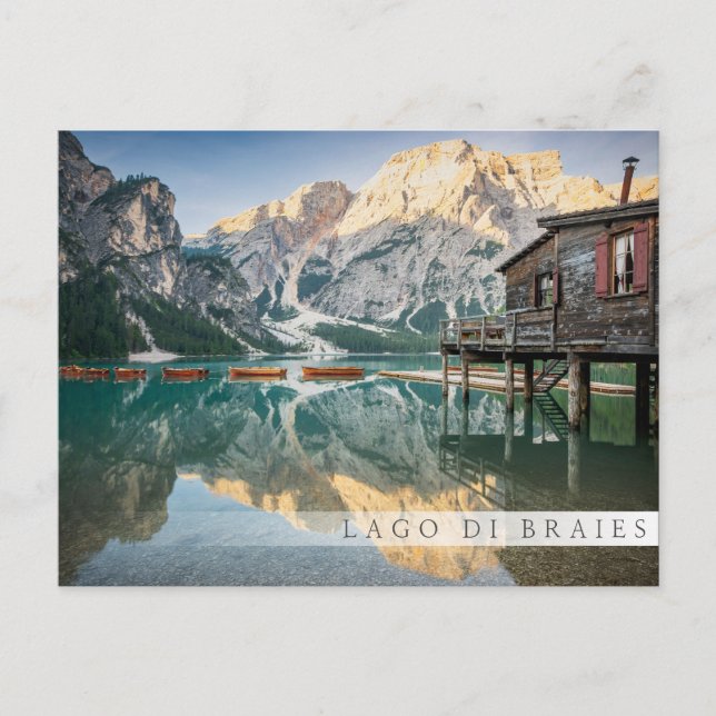 Carte Postale Lago di Braies dans les Dolomites en italie (Devant)
