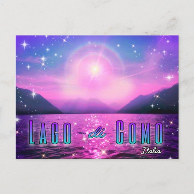 Carte Postale Lago di Como Italia Lake Como Italy Pink Postcard  (Devant)