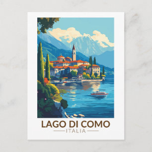 Carte Postale Lago di Como Italia Lombardia Travel Art Vintage