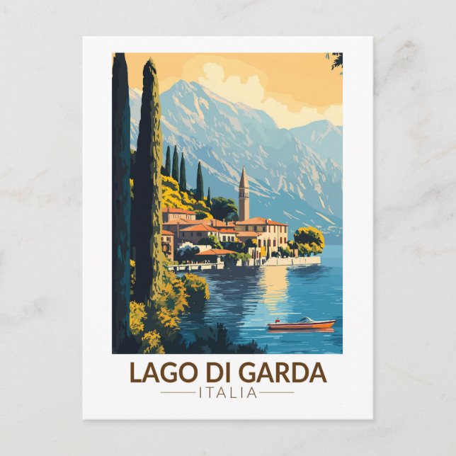 Carte Postale Lago di Garda Italie Voyage Art Rétro (Devant)