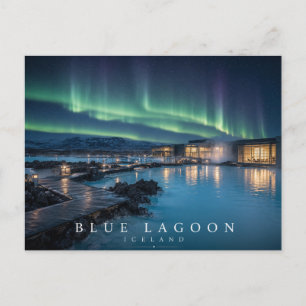 Carte Postale Lagon Bleu Spa Géothermique Islande Aurore Boréale