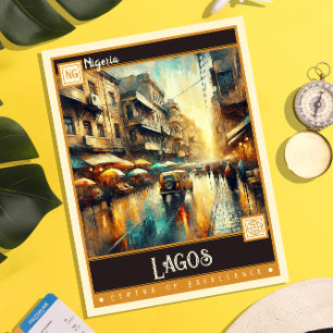 Carte Postale Lagos, Nigeria Peinture Vintage