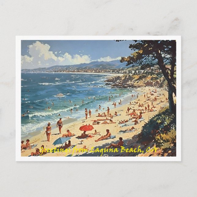 Carte Postale Laguna Beach CA, Illustration de voeux (Devant)