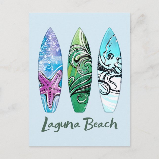 Carte Postale Laguna Beach California Surboards (Devant)