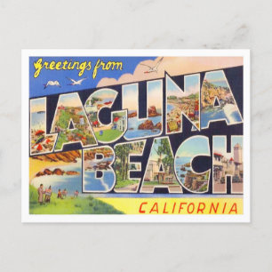 Carte Postale Laguna Beach, Californie Grosses lettres Vintages