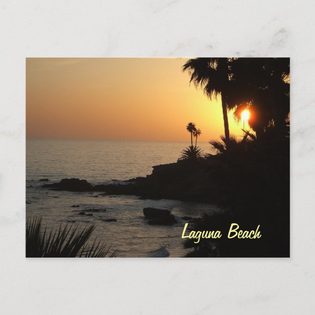 Carte Postale Laguna Beach coucher de soleil sur l'océan (Devant)