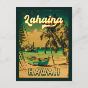 Carte Postale Lahaina Hawaii Palmiers rétro 80s Souvenirs