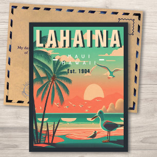 Carte Postale Lahaina Maui Hawaii Retro Seagull Souvenir 1950