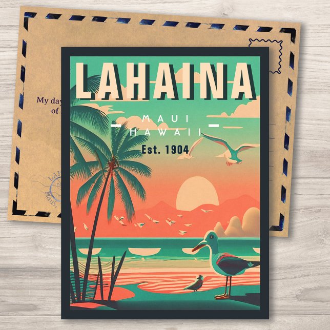 Carte Postale Lahaina Maui Hawaii Retro Seagull Souvenir 1950 (Créateur téléchargé)