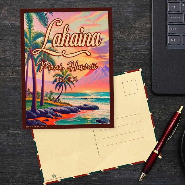 Carte Postale Lahaina Maui Hawaii Retro Sunset Souvenir 1950 (Créateur téléchargé)