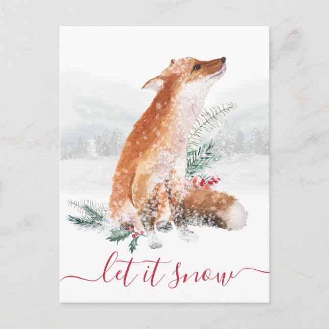 Carte Postale Laisser neiger Red Fox Winter Woodland Holiday (Devant)