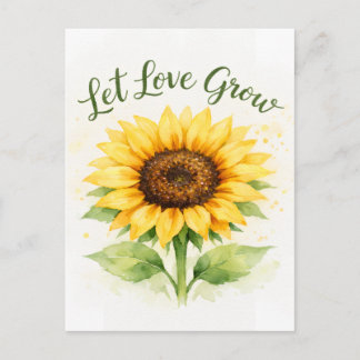 Carte Postale Laissez l'amour grandir – Tournesol aquarelle