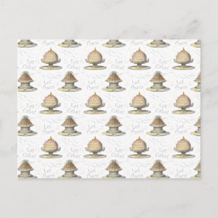 Carte Postale Laissez-Les Manger Gâteau Vintage Français Marie A