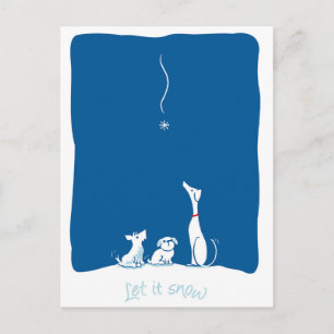 Carte Postale Laissez tomber les chiens de neige - Bleu crépuscu