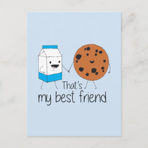 Carte Postale Lait et biscuits Meilleurs amis BFF Friendship Art