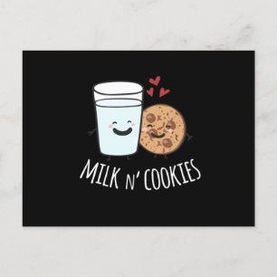 Carte Postale Lait N Cookies Cute Kawaii Couple Alimentaire Corr