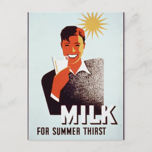 Carte Postale Lait - pour la soif estivale