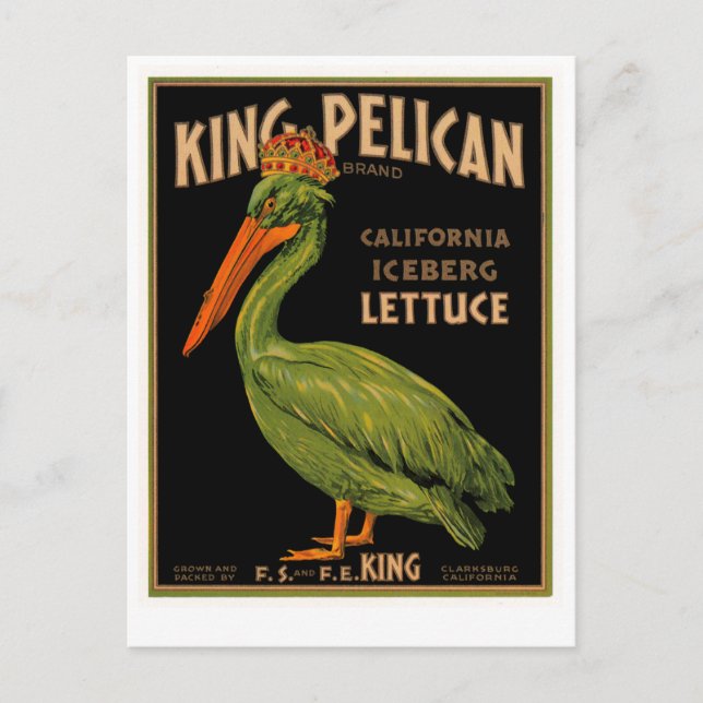 Carte Postale Laitue de marque King Pelican (Devant)