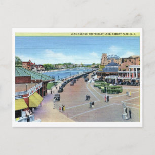 Carte Postale Lake Ave et Wesley Lake, Asbury Park NJ Vintage