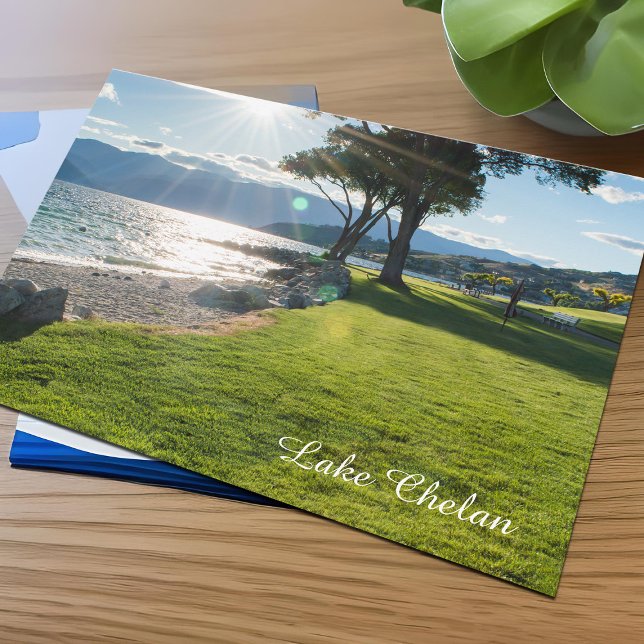 Carte Postale Lake Chelan Washington State Sunshine Photo Voyage (Lake Chelan postcard, Eastern Washington state travel landscape photo)