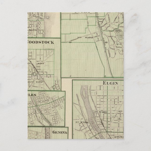 Carte Postale Lake Forest, Elgin, Waukegan, Woodstock (Devant)