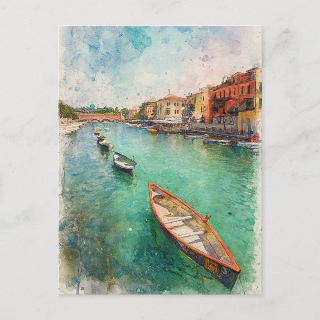 Carte Postale Lake Garda (Lago di Garda) - Watercolor Splash (Devant)