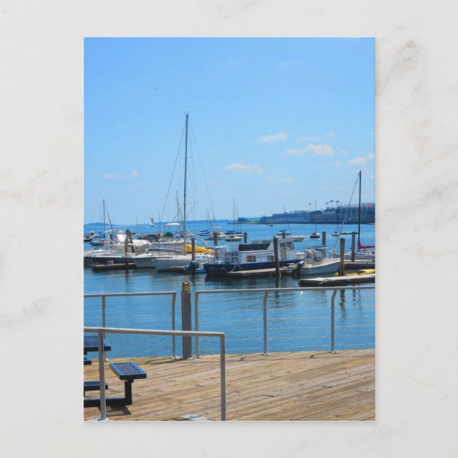 Carte Postale Lake Harbour SailBoats Vue du lac Boston City (Devant)
