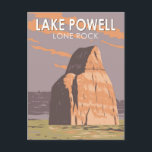 Carte Postale Lake Powell Lone Rock Travel Art Vintage<br><div class="desc">Design vectoriel du lac Powell. Le lac Powell est un réservoir artificiel sur le fleuve Colorado dans l'Utah et l'Arizona,  aux États-Unis.</div>